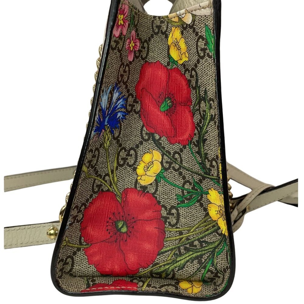 Authentic GUCCI Floral print gg supreme coated canvas small padlock shoulder bag - Picture 4 of 12